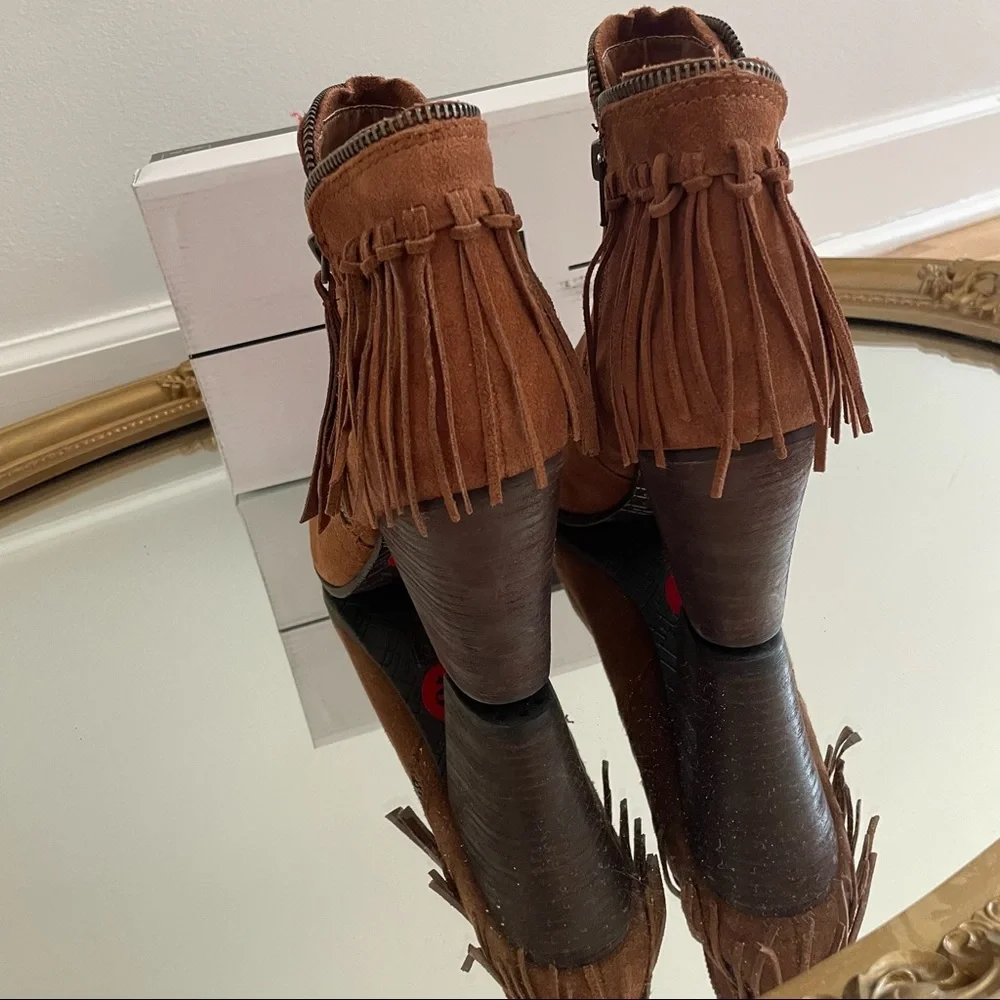Dolce Vita Size 10 New Fringe Leather Ankle Heeled Booties ~ Shoes